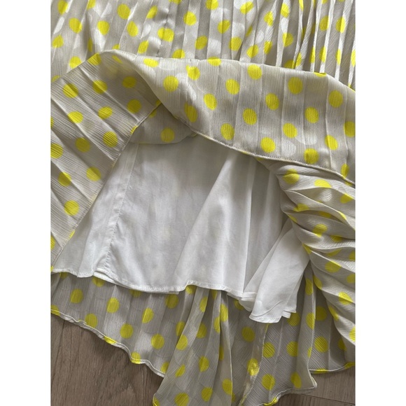 Zara Satin Yellow Polka Dot Pleated Midi Skirt - Picture 5 of 8